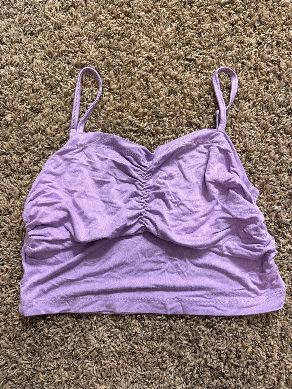 SHEIN Lilac Ruched Spaghetti Strap Crop Top